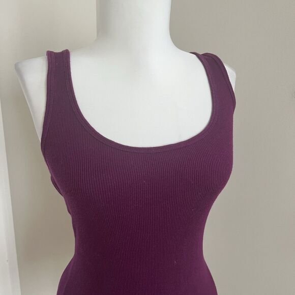 Vintage Old Navy Y2K Ribbed Knit Tank Top Sz M Purple Preppy Bias Stretch Grunge - Picture 3 of 9